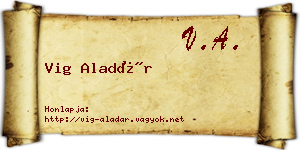 Vig Aladár névjegykártya